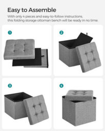 Songmics Versatile Bench With Storage, Plush Ottoman Featuring Lid, Designed For Hallway, Bedroom, Living Room, Light Grey - thumbnail 7
