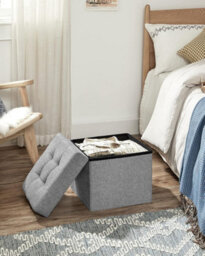Songmics Versatile Bench With Storage, Plush Ottoman Featuring Lid, Designed For Hallway, Bedroom, Living Room, Light Grey - thumbnail 3