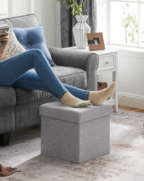 Songmics Versatile Bench With Storage, Plush Ottoman Featuring Lid, Designed For Hallway, Bedroom, Living Room, Light Grey - thumbnail 4
