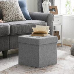 Songmics Versatile Bench With Storage, Plush Ottoman Featuring Lid, Designed For Hallway, Bedroom, Living Room, Light Grey