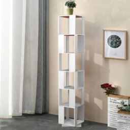 White 190Cm Freestanding Rotating Corner Bookcase - thumbnail 3