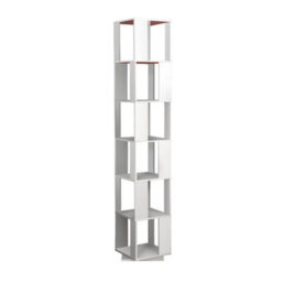 White 190Cm Freestanding Rotating Corner Bookcase