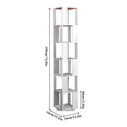 White 190Cm Freestanding Rotating Corner Bookcase - thumbnail 2