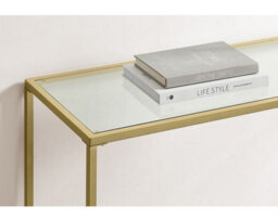 Modcraft Modern Golden Metal Console Table With Tempered Glass Top 100 X 35 X 80 Cm - thumbnail 5