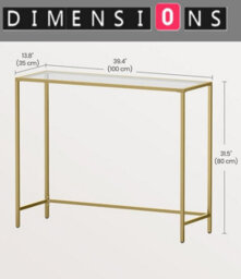 Modcraft Modern Golden Metal Console Table With Tempered Glass Top 100 X 35 X 80 Cm - thumbnail 6