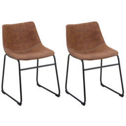 Beliani Set Of 2 Dining Chairs Batavia Fabric Golden Brown - thumbnail 1