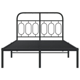 Berkfield Metal Bed Frame Without Mattress With Headboard Black 120X190Cm - thumbnail 4