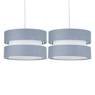 First Choice Lighting Set Of  2 Benni - Grey 26Cm Pendant Shades - image 1