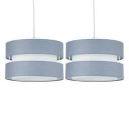 First Choice Lighting Set Of  2 Benni - Grey 26Cm Pendant Shades - thumbnail 1