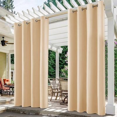 Breeins Outdoor Pavilion Terrace Outdoor Waterproof Curtain Garden Blackout Insulation Sunshade Eyelet Privacy Curtain 132Cmw X 244Cm L - image 1