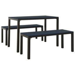 Walplus 3 Piece Garden Dining Set Steel And Wpc Black - thumbnail 2