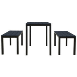 Walplus 3 Piece Garden Dining Set Steel And Wpc Black - thumbnail 3