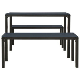 Walplus 3 Piece Garden Dining Set Steel And Wpc Black - thumbnail 4