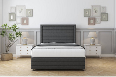 "Comfort Anna Graphite Dumfries Divan Bed Set 4 Drawers - 54"" Floor Standing & 12"" Footboard 4'6 Double" - image 1