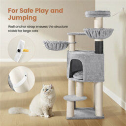 Yaheetech Multilevel Heavy-Duty Cat Tree With Thick Scratching Posts For Large Cats, Light Grey/beige - thumbnail 6