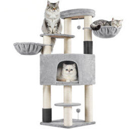 Yaheetech Multilevel Heavy-Duty Cat Tree With Thick Scratching Posts For Large Cats, Light Grey/beige - thumbnail 2