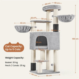 Yaheetech Multilevel Heavy-Duty Cat Tree With Thick Scratching Posts For Large Cats, Light Grey/beige - thumbnail 3