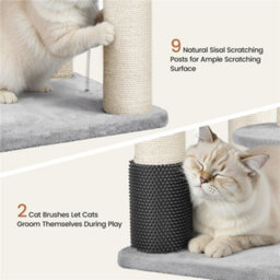 Yaheetech Multilevel Heavy-Duty Cat Tree With Thick Scratching Posts For Large Cats, Light Grey/beige - thumbnail 5