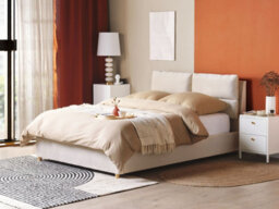 Beliani Ottoman Bed Velvet Batilly 140 X 200 Cm (Eu Double) Light Beige - thumbnail 2