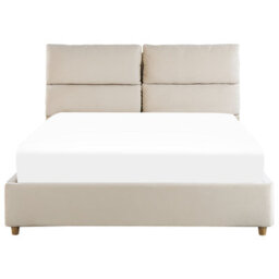 Beliani Ottoman Bed Velvet Batilly 140 X 200 Cm (Eu Double) Light Beige - thumbnail 7