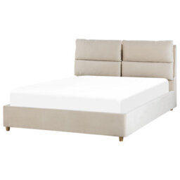 Beliani Ottoman Bed Velvet Batilly 140 X 200 Cm (Eu Double) Light Beige - thumbnail 4