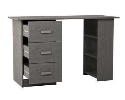 Grey Computer Desk Office Makeup Vanity Dressing Table Bedroom Drawers Shelves - image 1