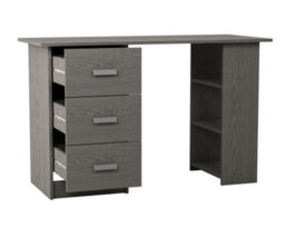 Grey Computer Desk Office Makeup Vanity Dressing Table Bedroom Drawers Shelves - thumbnail 1
