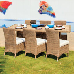 Cozy Bay Barcelona Rattan 6 Seat Dining Set With Rectangle Table In 4 Seasons - thumbnail 1