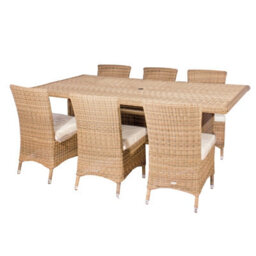 Cozy Bay Barcelona Rattan 6 Seat Dining Set With Rectangle Table In 4 Seasons - thumbnail 2