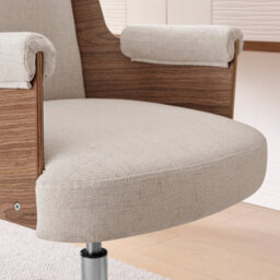 Furniturebox Uk Hoomz Cream Fabric And Wood Office Chair - thumbnail 5