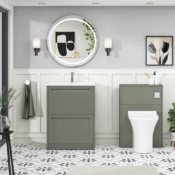 Royal Bathrooms Elmore 600mm Traditional Floor Standing 2 Drawer Bathroom Vanity Unit With Ceramic Basin Sink - Matt Green - thumbnail 4