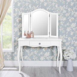 Statement Furniture Romance Dressing Table With Crystal Handles- True White - thumbnail 3