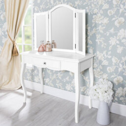 Statement Furniture Romance Dressing Table With Crystal Handles- True White - thumbnail 4