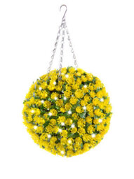 Best Artificial Pre-Lit Outdoor 28Cm Yellow Rose Hanging Plastic Flower Topiary Ball