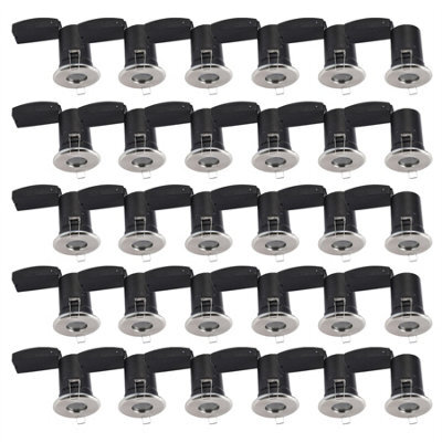 First Choice Lighting Set Of 30 - Brushed Chrome Ip65 Bathroom Recessed Fire Rated Downlight - image 1