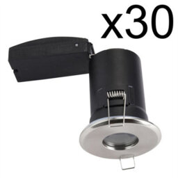 First Choice Lighting Set Of 30 - Brushed Chrome Ip65 Bathroom Recessed Fire Rated Downlight - thumbnail 2