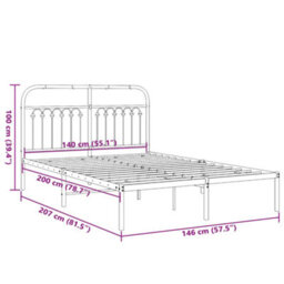 Vidaxl Metal Bed Frame Without Mattress With Headboard Black 140X200Cm - thumbnail 8