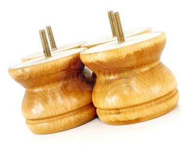 L&F Turned Wood Legs Natural Wash 70mm High Set Of 4 Replacement Furniture Bun Feet Settee Chairs Sofas Footstools M8 Shn215 - image 1