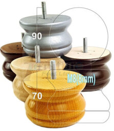 L&F Turned Wood Legs Natural Wash 70mm High Set Of 4 Replacement Furniture Bun Feet Settee Chairs Sofas Footstools M8 Shn215 - thumbnail 7