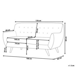 Beliani Sofa 3 Seater Bodo Velvet Emerald Green - thumbnail 3