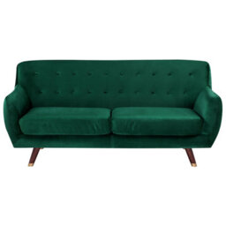 Beliani Sofa 3 Seater Bodo Velvet Emerald Green - thumbnail 1