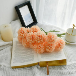 Amorly 18Pcs Artificial Pure Champagne Ball Chrysanthemum Flowers Artificial Mums Flowers For Home Table Centerpiece Decor Silk Flowers - thumbnail 5