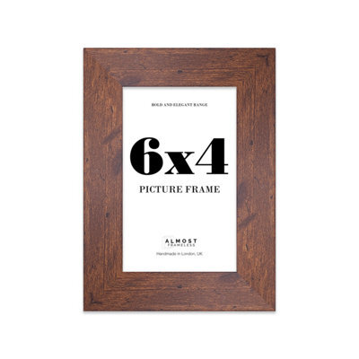 "4X4"" Walnut Picture Frame - 4X4"" Square Frame With 3X3"" Mount For 4X4""/3X3"" Pictures Moderrn Style Thin Edge, 1 Pack" - image 1