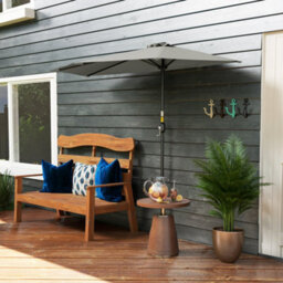 Outsunny 2.7M Metal Frame Garden Furniture Parasol Half Round Umbrella Grey - thumbnail 9