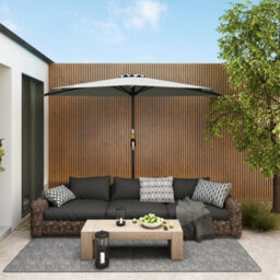 Outsunny 2.7M Metal Frame Garden Furniture Parasol Half Round Umbrella Grey - thumbnail 1