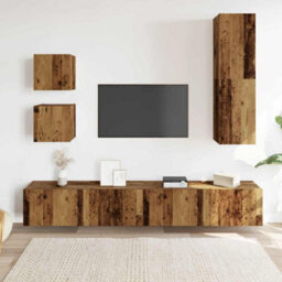 Berkfield 5 Piece Tv Cabinet Set Wall-Mounted Old Wood Engineered Wood - thumbnail 3