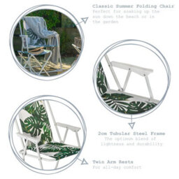 Harbour Housewares Folding Metal Beach Chairs - Banana Leaf - Pack Of 2 - thumbnail 2