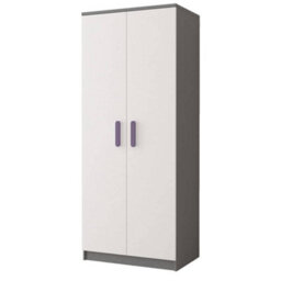 Arte Smyk Ii 06 White Front Grey Carcass Hinged Wardrobe 800mm H1930mm D500mm With Delicate Heather Handles - thumbnail 1