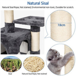 Yaheetech Dark Grey/white 69Cm Cat Tree Tower With Condo & Perches & Scratching Posts Cat Activity Center For Kittens - thumbnail 5