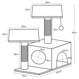 Yaheetech Dark Grey/white 69Cm Cat Tree Tower With Condo & Perches & Scratching Posts Cat Activity Center For Kittens - thumbnail 3